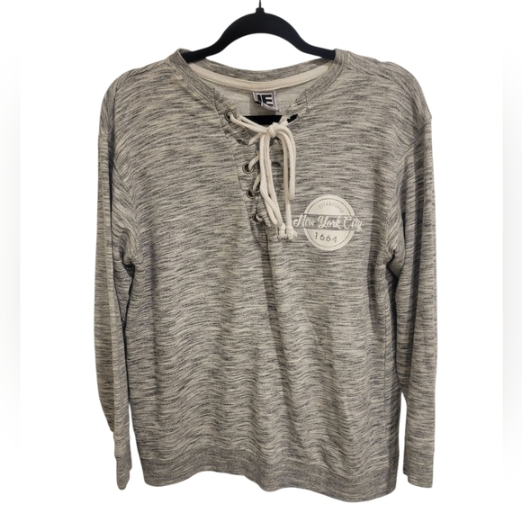 Tops - Gray Lace-Up Long Sleeve Top